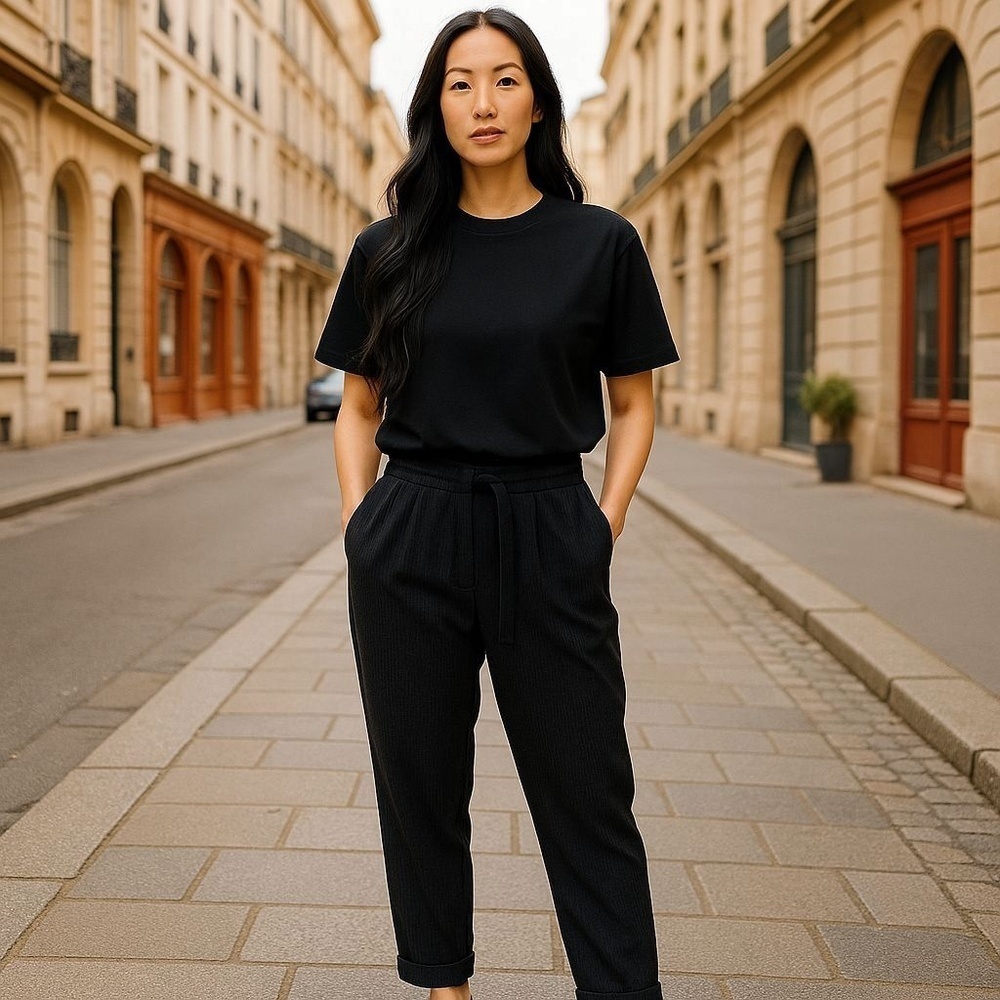 Alfani Petite Medium Black High Waisted Tie Belt Pants